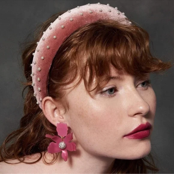 Lele Sadoughi Dusty Rose Headband Lele Sadoughi Dusty Rose Ombre Velvet Embellished with Faux  main image 3